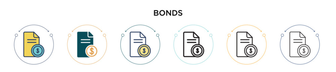 Poster - bonds icon in filled, thin line, outline and stroke style. vector illustration of two colored and bl