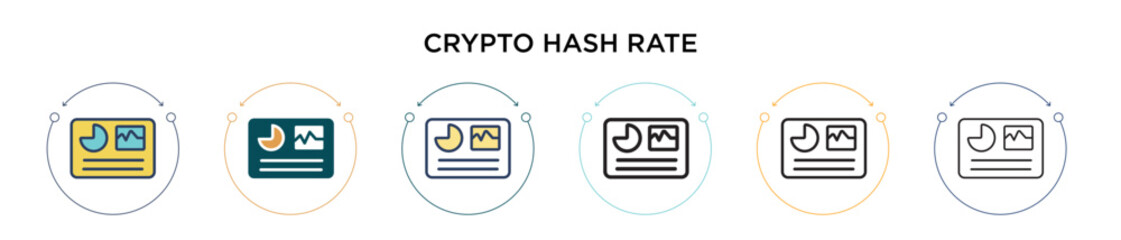 Poster - crypto hash rate icon in filled, thin line, outline and stroke style. vector illustration of two col
