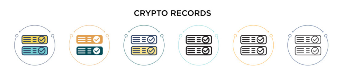 Poster - crypto records icon in filled, thin line, outline and stroke style. vector illustration of two color