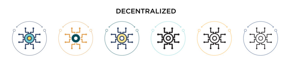 Poster - decentralized icon in filled, thin line, outline and stroke style. vector illustration of two colore