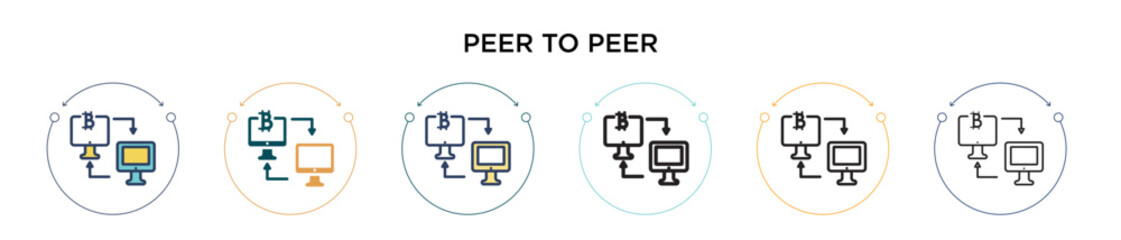Aufkleber - Peer to peer icon in filled, thin line, outline and stroke style. Vector illustration of two colored and black peer to peer vector icons designs can be used for mobile, ui, web