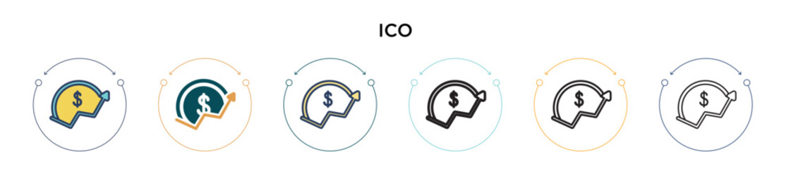 Poster - ico icon in filled, thin line, outline and stroke style. vector illustration of two colored and blac