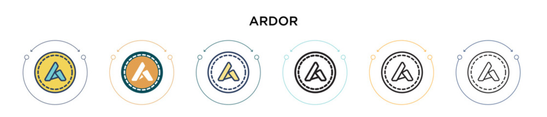 Poster - Ardor icon in filled, thin line, outline and stroke style. Vector illustration of two colored and black ardor vector icons designs can be used for mobile, ui, web