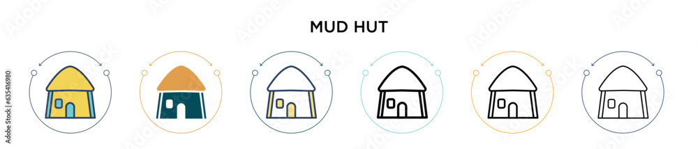 Mud hut icon in filled, thin line, outline and stroke style. Vector ...