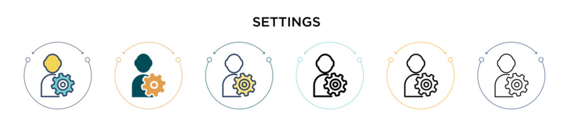 Poster - settings icon in filled, thin line, outline and stroke style. vector illustration of two colored and