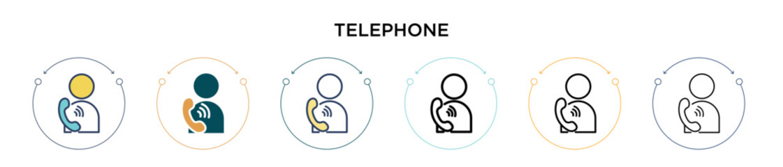 Poster - telephone icon in filled, thin line, outline and stroke style. vector illustration of two colored an