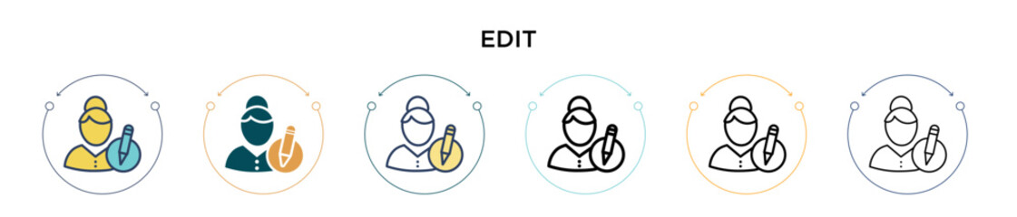Poster - edit icon in filled, thin line, outline and stroke style. vector illustration of two colored and bla