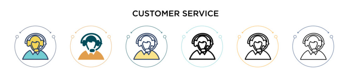 Poster - customer service icon in filled, thin line, outline and stroke style. vector illustration of two col