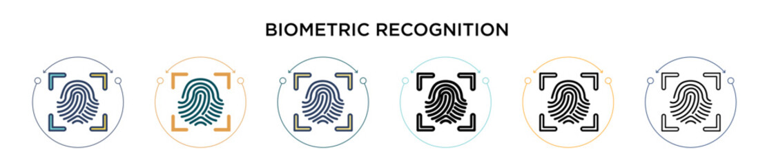 Poster - biometric recognition icon in filled, thin line, outline and stroke style. vector illustration of tw