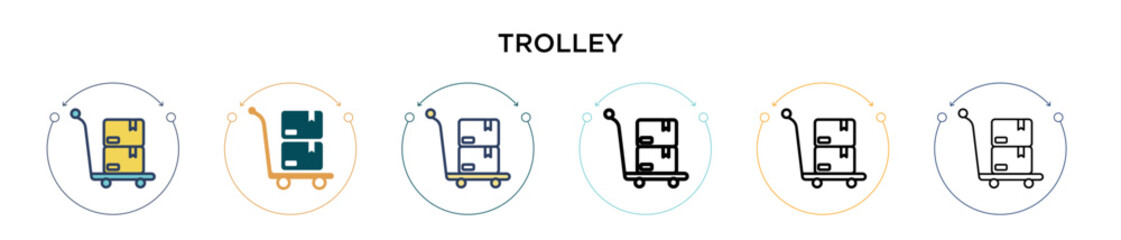 Poster - trolley icon in filled, thin line, outline and stroke style. vector illustration of two colored and 