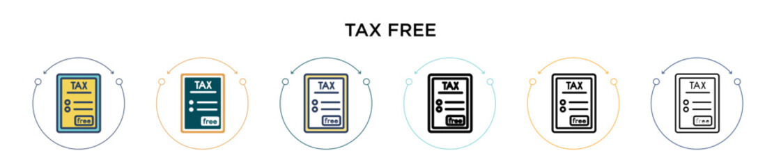 Poster - tax free icon in filled, thin line, outline and stroke style. vector illustration of two colored and