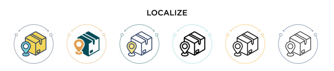Poster - localize icon in filled, thin line, outline and stroke style. vector illustration of two colored and