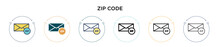Zip Code Icon In Filled, Thin Line, Outline And Stroke Style. Vector Illustration Of Two Colored And Black Zip Code Vector Icons Designs Can Be Used For Mobile, Ui, Web