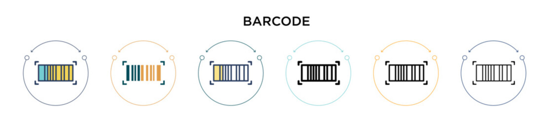 Poster - barcode icon in filled, thin line, outline and stroke style. vector illustration of two colored and 