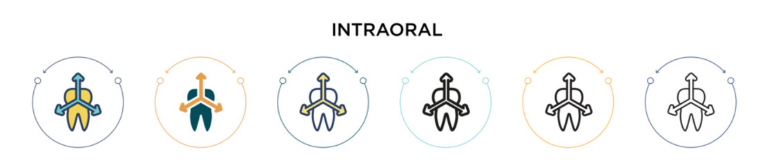 Intraoral icon in filled, thin line, outline and stroke style. Vector illustration of two colored and black intraoral vector icons designs can be used for mobile, ui, web