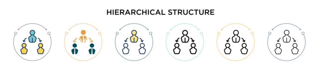 Poster - Hierarchical structure icon in filled, thin line, outline and stroke style. Vector illustration of two colored and black hierarchical structure vector icons designs can be used for mobile, ui, web