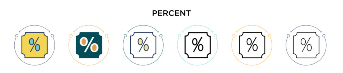 Poster - percent icon in filled, thin line, outline and stroke style. vector illustration of two colored and 