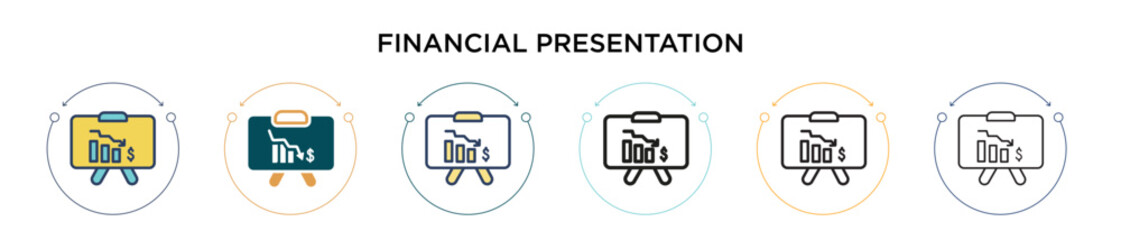 Poster - financial presentation icon in filled, thin line, outline and stroke style. vector illustration of t