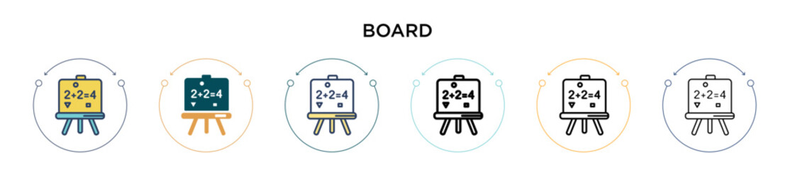 Poster - board icon in filled, thin line, outline and stroke style. vector illustration of two colored and bl