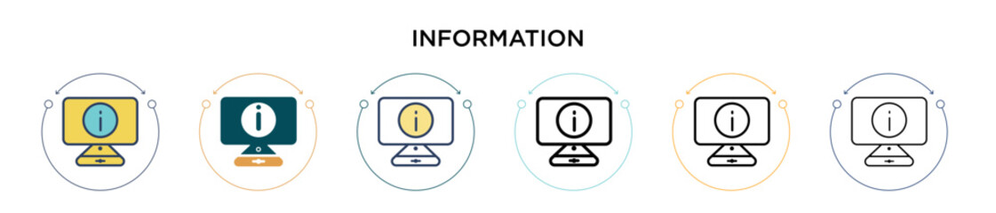 Poster - information icon in filled, thin line, outline and stroke style. vector illustration of two colored 