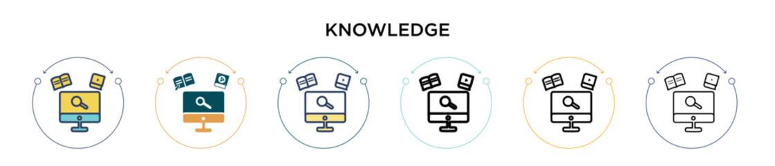 Poster - Knowledge icon in filled, thin line, outline and stroke style. Vector illustration of two colored and black knowledge vector icons designs can be used for mobile, ui, web