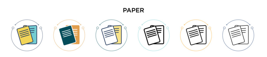Poster - paper icon in filled, thin line, outline and stroke style. vector illustration of two colored and bl