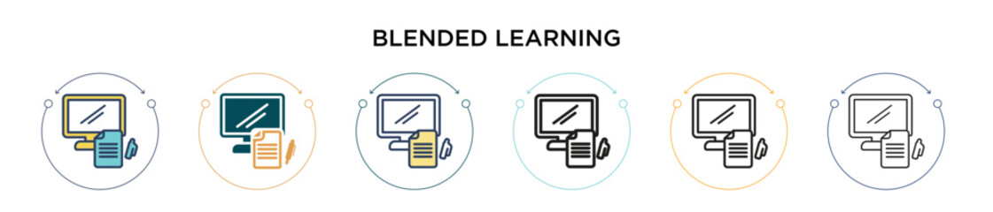 Poster - Blended learning icon in filled, thin line, outline and stroke style. Vector illustration of two colored and black blended learning vector icons designs can be used for mobile, ui, web
