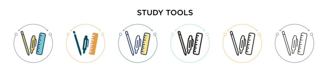 Poster - study tools icon in filled, thin line, outline and stroke style. vector illustration of two colored 