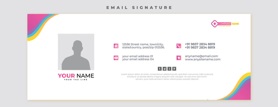 Vector modern email signature design, modern creative email signature design, Corporate mail business email signature banner, Email signature vector file