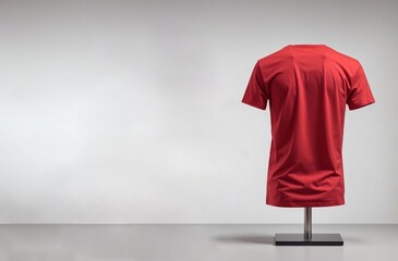Wall Mural - 3D rendering with red T-shirt template (front) mockup isolated on white background, Fashion mockup concept.