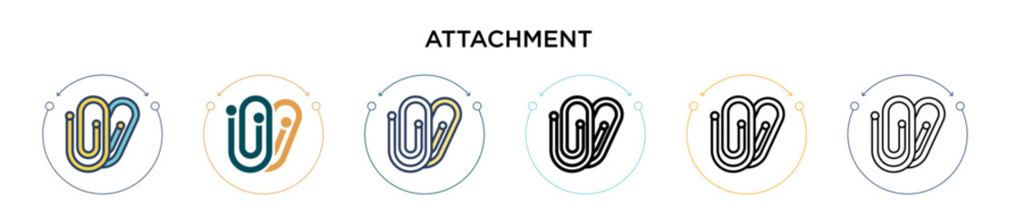 Poster - attachment icon in filled, thin line, outline and stroke style. vector illustration of two colored a