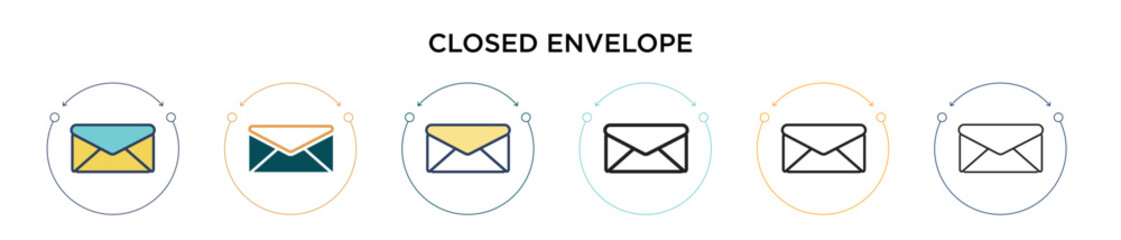 Poster - closed envelope icon in filled, thin line, outline and stroke style. vector illustration of two colo