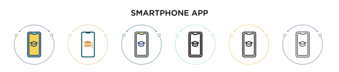 Poster - smartphone app icon in filled, thin line, outline and stroke style. vector illustration of two color