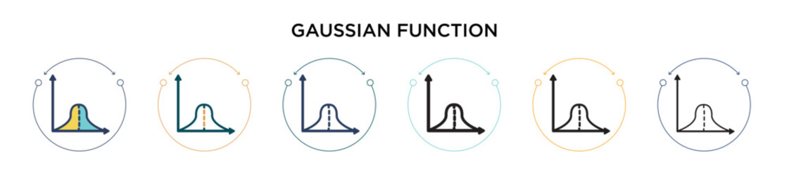 Poster - gaussian function icon in filled, thin line, outline and stroke style. vector illustration of two co