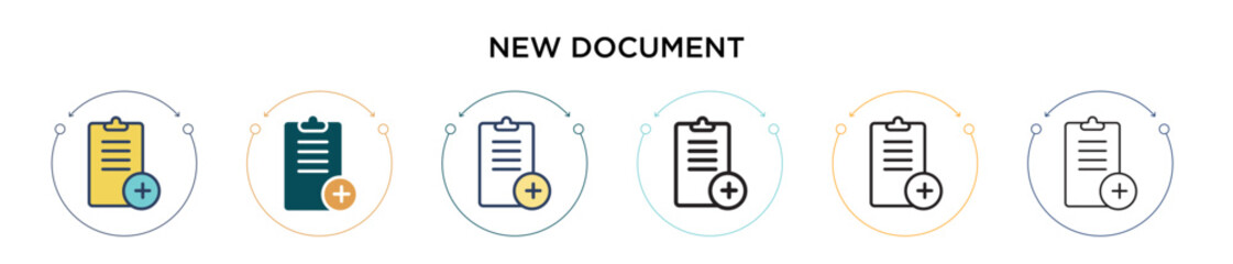 Poster - New document icon in filled, thin line, outline and stroke style. Vector illustration of two colored and black new document vector icons designs can be used for mobile, ui, web