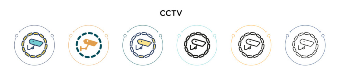 Wall Mural - Cctv icon in filled, thin line, outline and stroke style. Vector illustration of two colored and black cctv vector icons designs can be used for mobile, ui, web