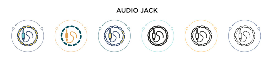 Poster - audio jack icon in filled, thin line, outline and stroke style. vector illustration of two colored a