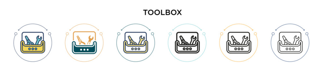 Poster - toolbox icon in filled, thin line, outline and stroke style. vector illustration of two colored and 
