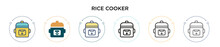 Rice Cooker Icon In Filled, Thin Line, Outline And Stroke Style. Vector Illustration Of Two Colored And Black Rice Cooker Vector Icons Designs Can Be Used For Mobile, Ui, Web