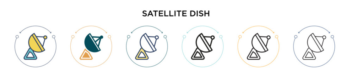 Poster - satellite dish icon in filled, thin line, outline and stroke style. vector illustration of two color