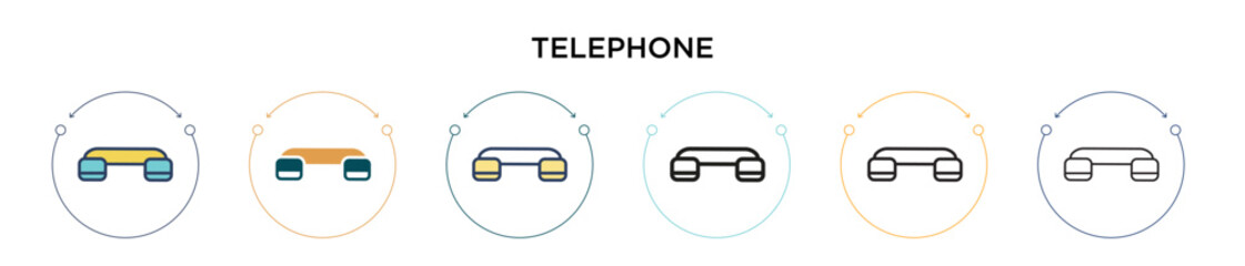 Poster - telephone icon in filled, thin line, outline and stroke style. vector illustration of two colored an