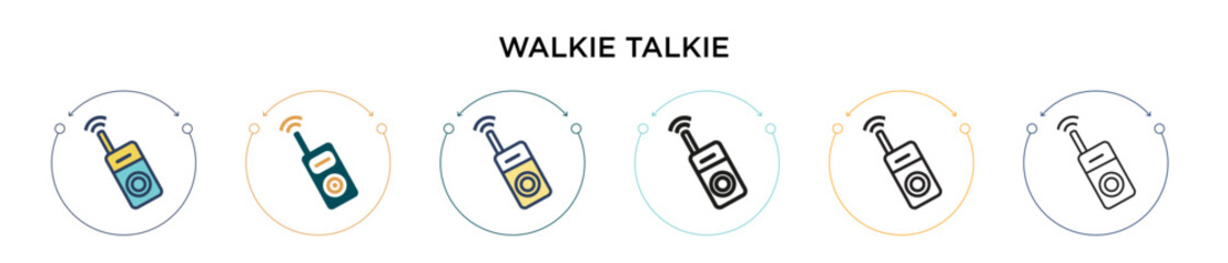 Poster - walkie talkie icon in filled, thin line, outline and stroke style. vector illustration of two colore