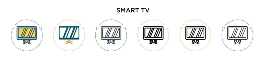 Poster - smart tv icon in filled, thin line, outline and stroke style. vector illustration of two colored and