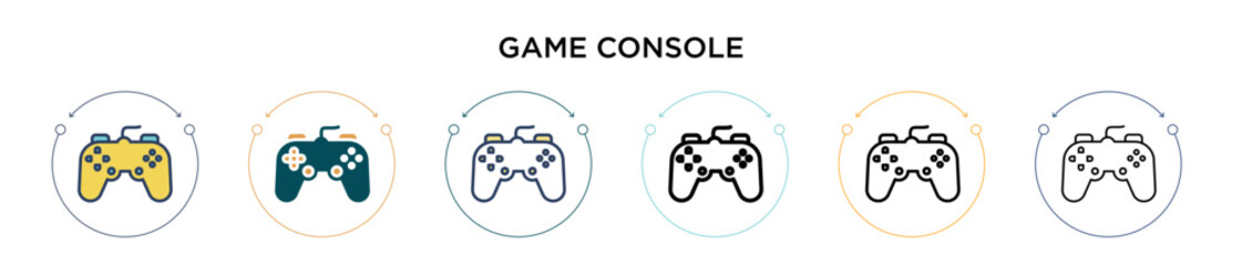 Poster - game console icon in filled, thin line, outline and stroke style. vector illustration of two colored