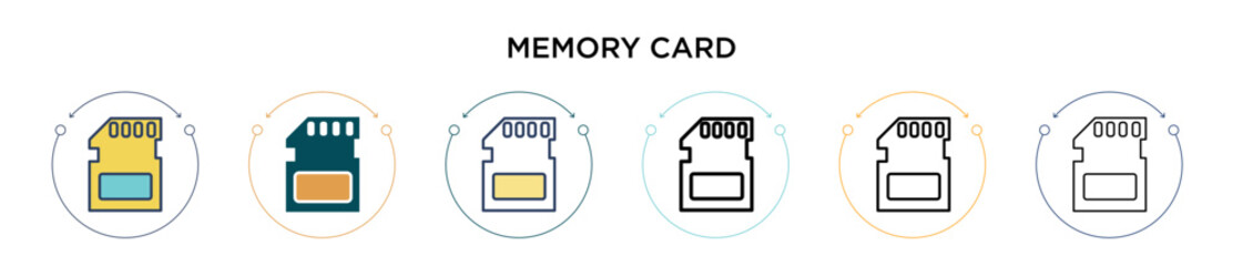 Fototapete - Memory card icon in filled, thin line, outline and stroke style. Vector illustration of two colored and black memory card vector icons designs can be used for mobile, ui, web