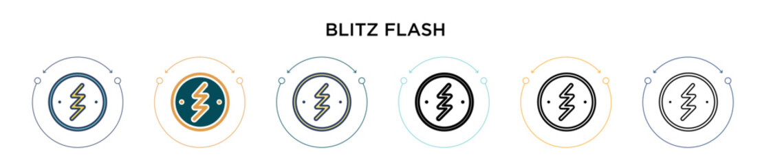 Poster - Blitz flash icon in filled, thin line, outline and stroke style. Vector illustration of two colored and black blitz flash vector icons designs can be used for mobile, ui, web