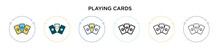 Playing Cards Icon In Filled, Thin Line, Outline And Stroke Style. Vector Illustration Of Two Colored And Black Playing Cards Vector Icons Designs Can Be Used For Mobile, Ui, Web