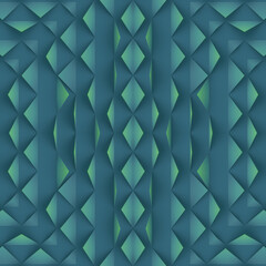 Aufkleber - Geometric symmetrical composition of triangles with blue-green gradient. 3d rendering digital illustration