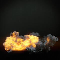 Poster - Close up hot explosions with dark smoke. Abstract digital illustration. Modern background. 3d rendering