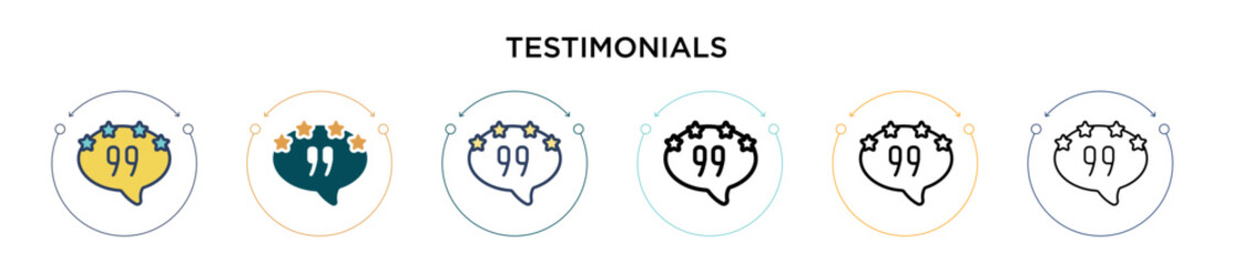 Poster - Testimonials icon in filled, thin line, outline and stroke style. Vector illustration of two colored and black testimonials vector icons designs can be used for mobile, ui, web